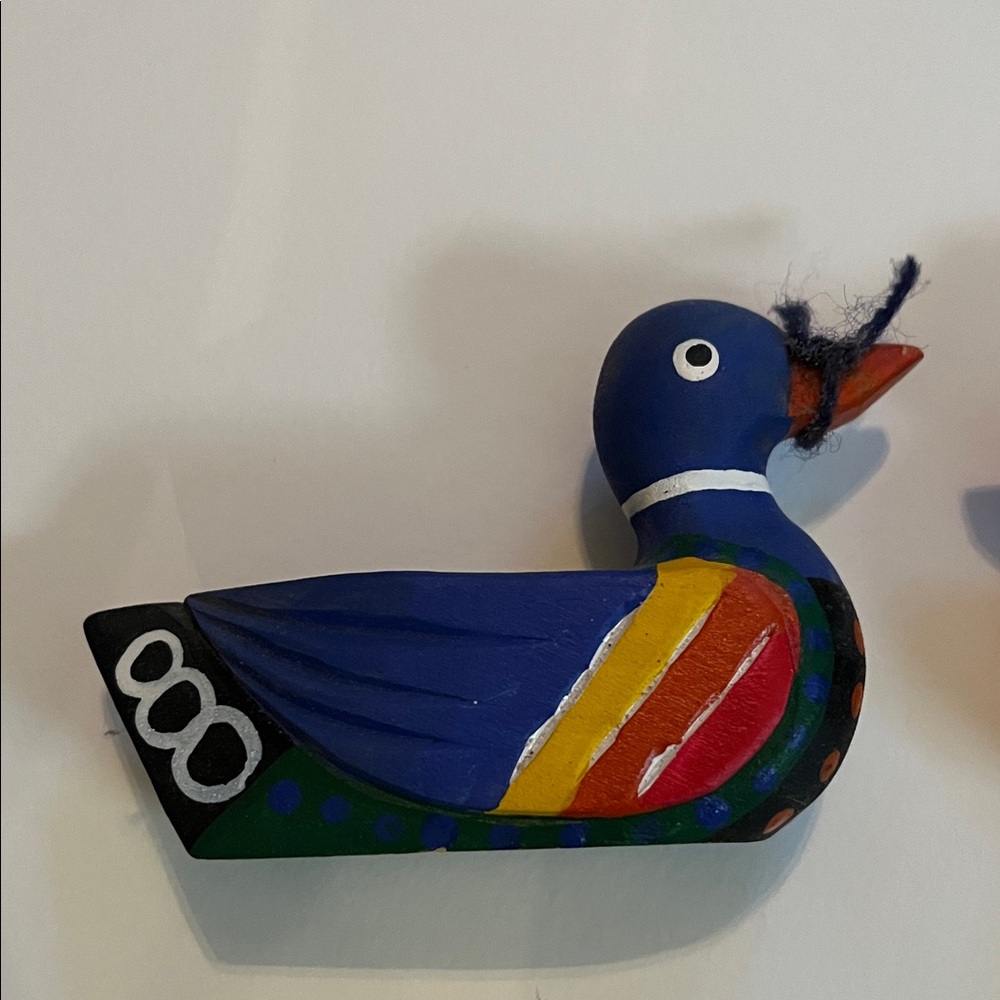 Korean Colorful Wooden Wedding Duck Figurines Handmade - Picture 5 of 10